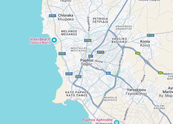 Map of Paphos, Cyprus