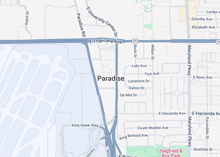 Map of Paradise, Nevada (USA)