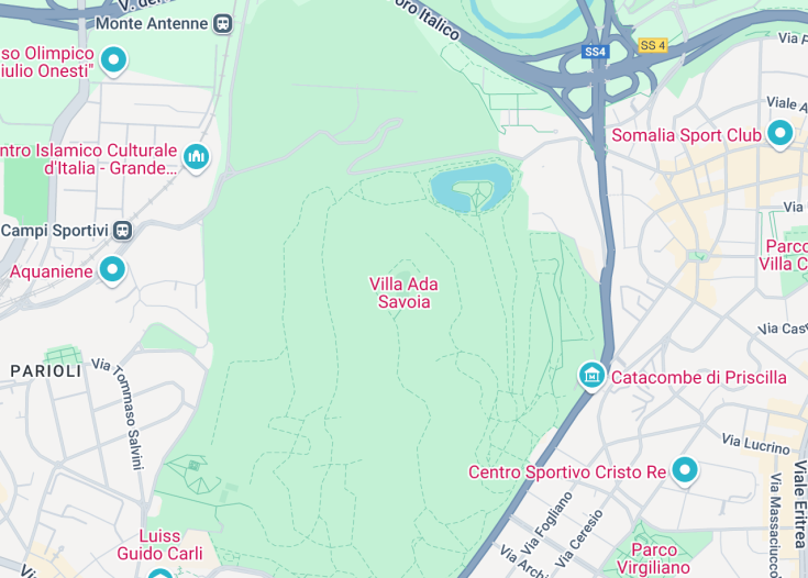 Map of Parco di Villa Ada Savoia, Rome