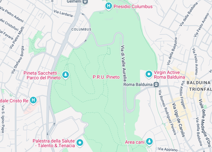 Map of Parco regionale urbano del Pineto, Rome