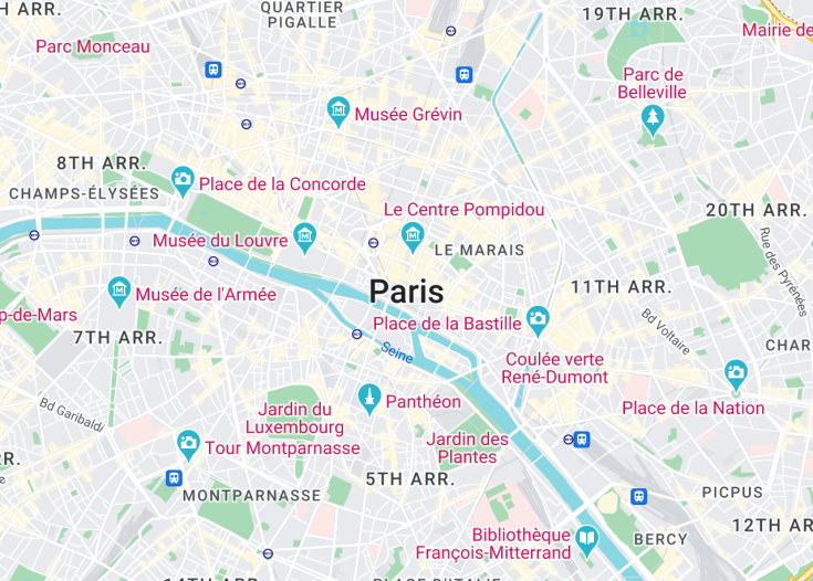 Map of Paris, France