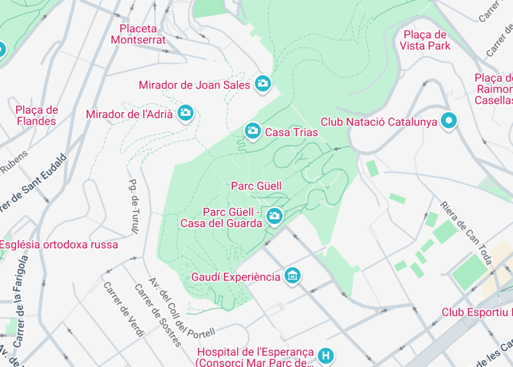 Map of Park Güell, Barcelona