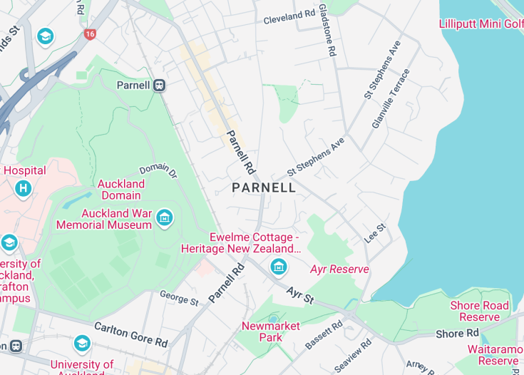 Map of Parnell, New Zealand