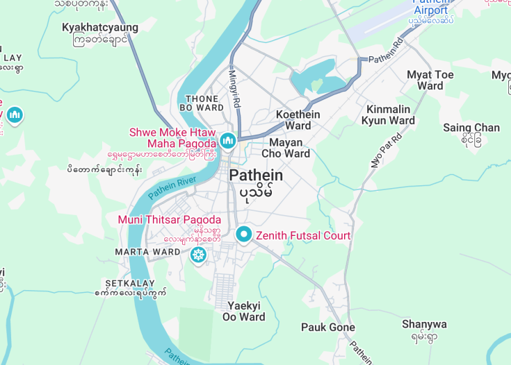 Map of Pathein, Myanmar