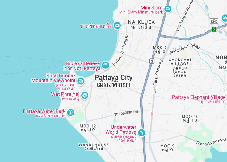 Map of Pattaya, Thailand