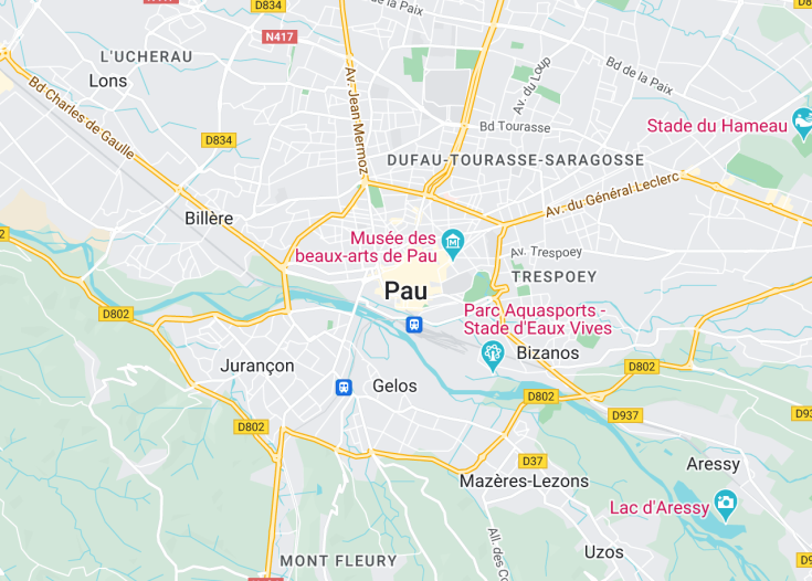 Map of Pau, France