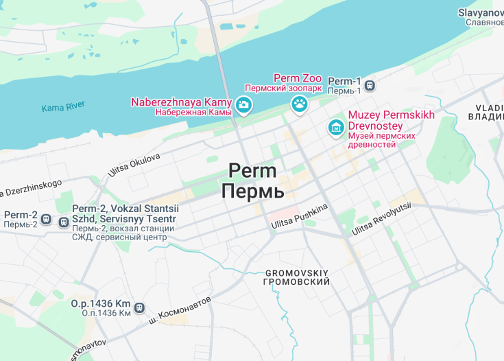 Map of Perm, Russia