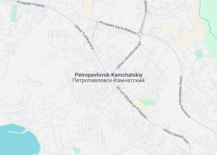 Map of Petropavlovsk-Kamchatsky, Russia