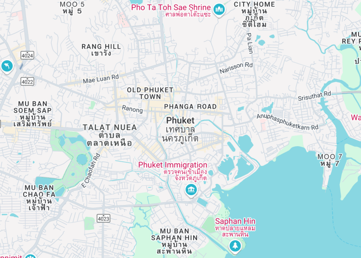 Map of Phuket City, Thailand