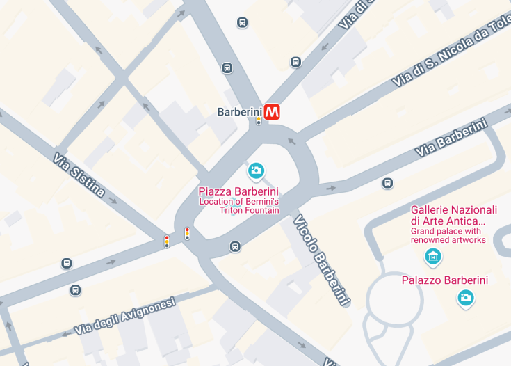 Map of Piazza Barberini, Rome