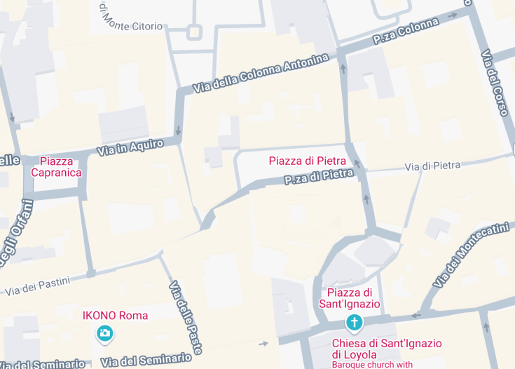 Map of Piazza di Pietra, Rome