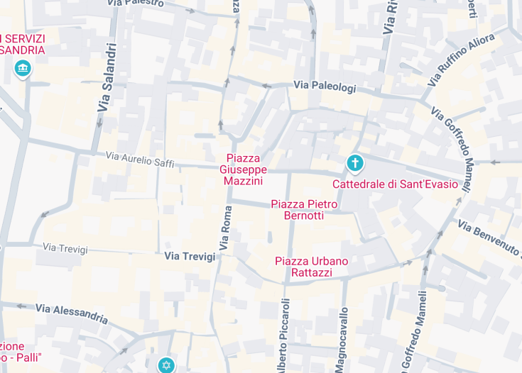 Map of Piazza Mazzini (Monument Carlo Alberto Regi), Italy