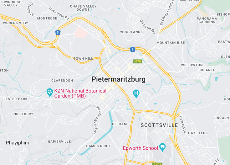 Map of Pietermaritzburg, South Africa