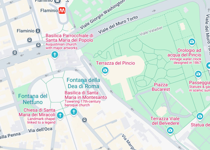 Map of Pincio Terrace, Rome