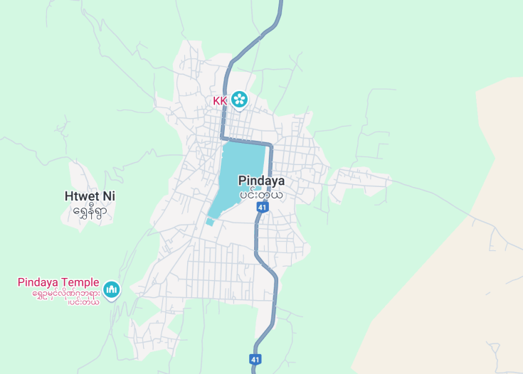 Map of Pindaya, Myanmar