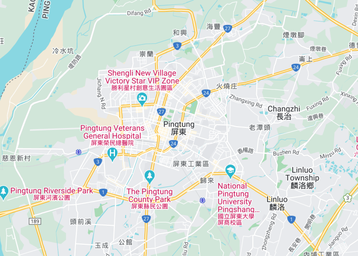 Map of Pingtung, Taiwan