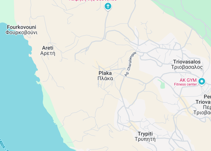 Map of Plaka (Milos), Greece