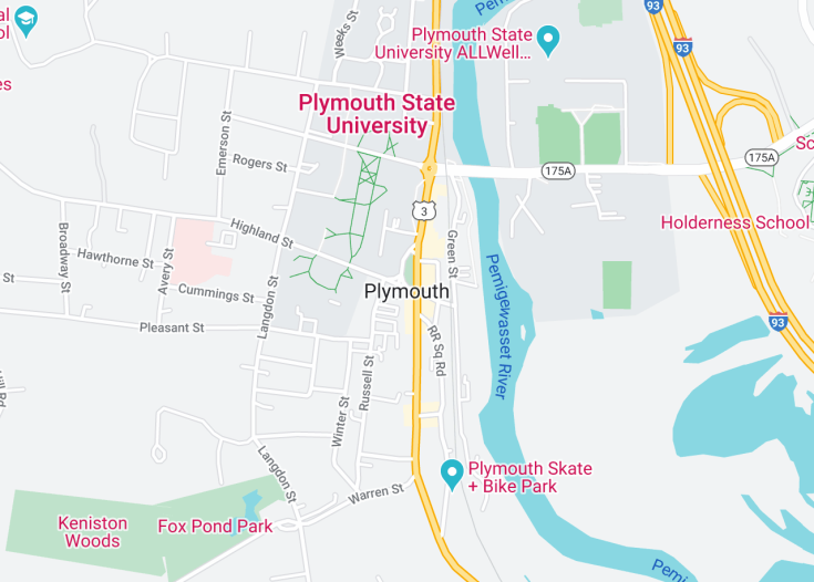 Map of Plymouth, New Hampshire (USA)