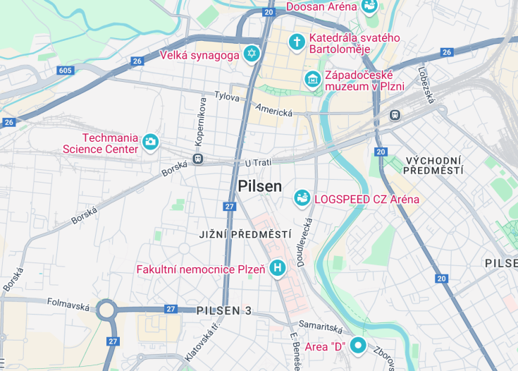 Map of Plzeň, Czech Republic