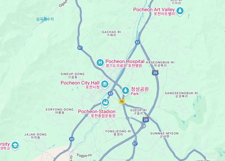 Map of Pocheon, South Korea