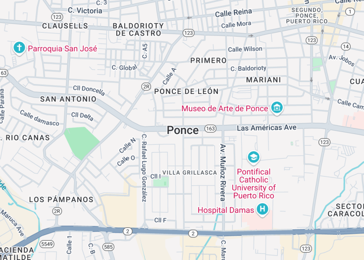 Map of Ponce, Puerto Rico (USA)