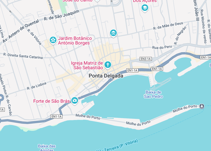 Map of Ponta Delgada, Portugal