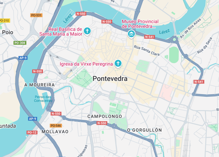 Map of Pontevedra, Spain