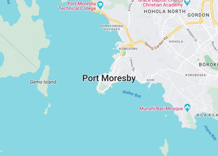 Map of Port Moresby, Papua New Guinea