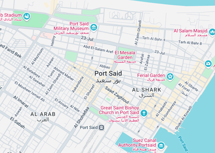 Map of Port Said, Egypt