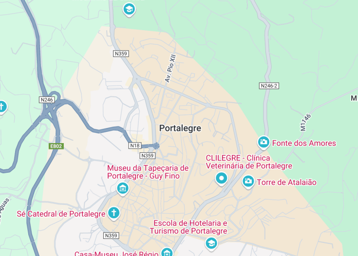 Map of Portalegre, Portugal