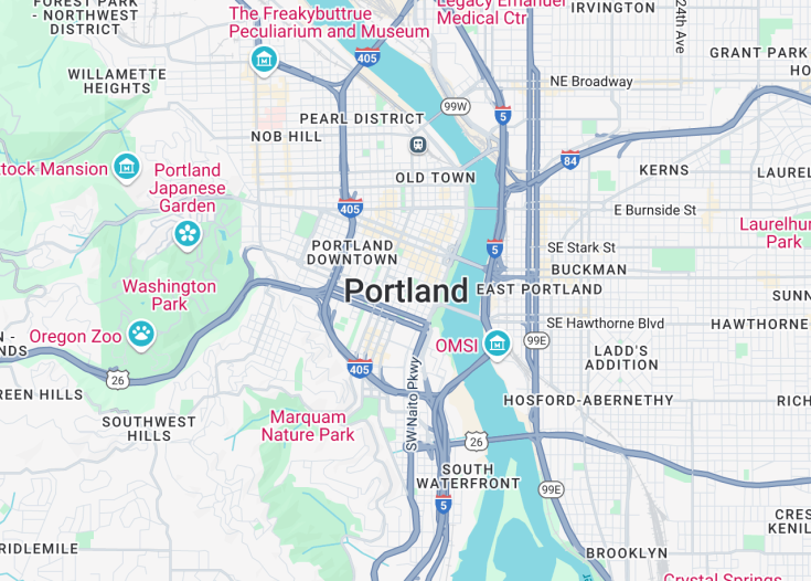 Map of Portland, Oregon (USA)