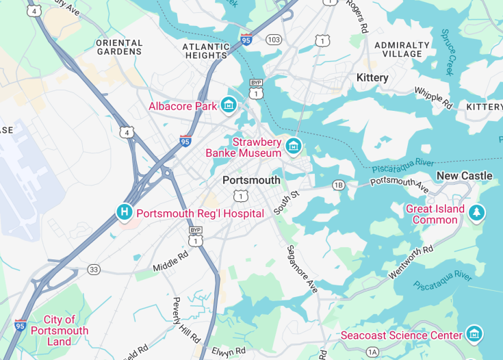 Map of Portsmouth, New Hampshire (USA)