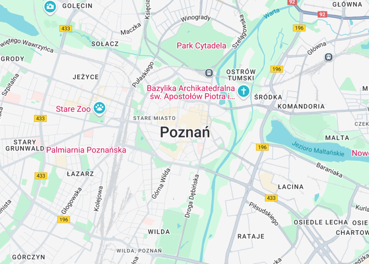 Map of Poznań, Poland