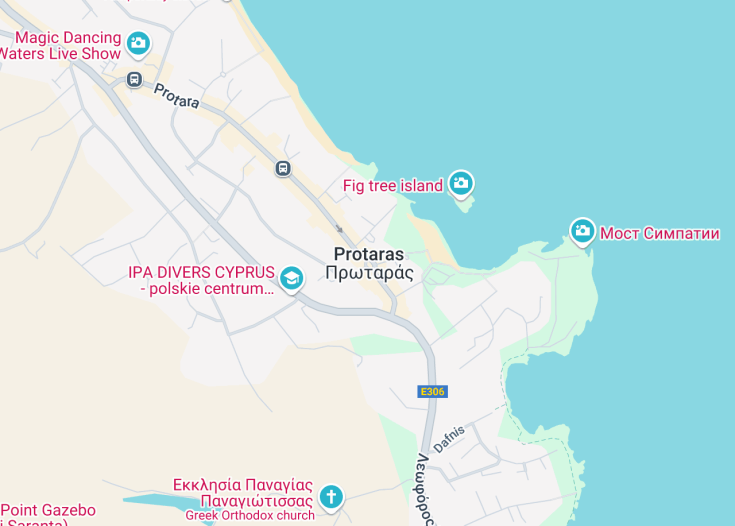 Map of Protaras, Cyprus