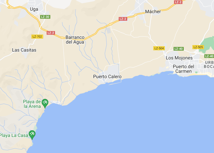 Map of Puerto Calero, Lanzarote (Canaries, Spain)