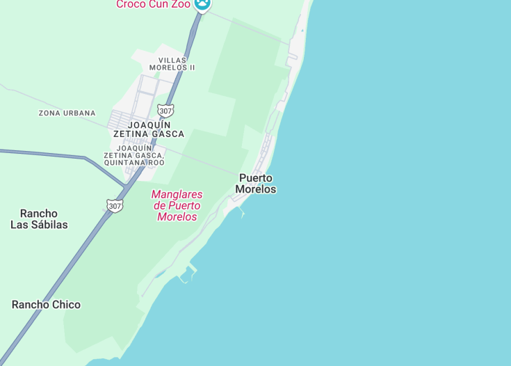 Map of Puerto Morelos, Mexico