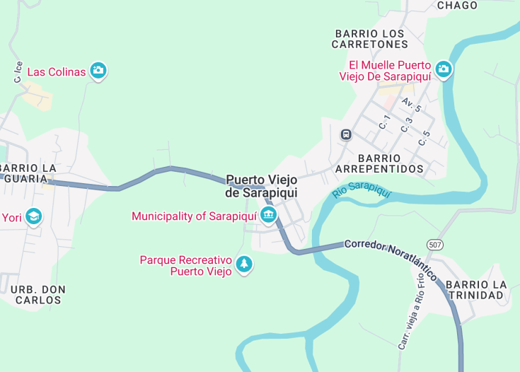 Map of Puerto Viejo de Sarapiquí, Costa Rica