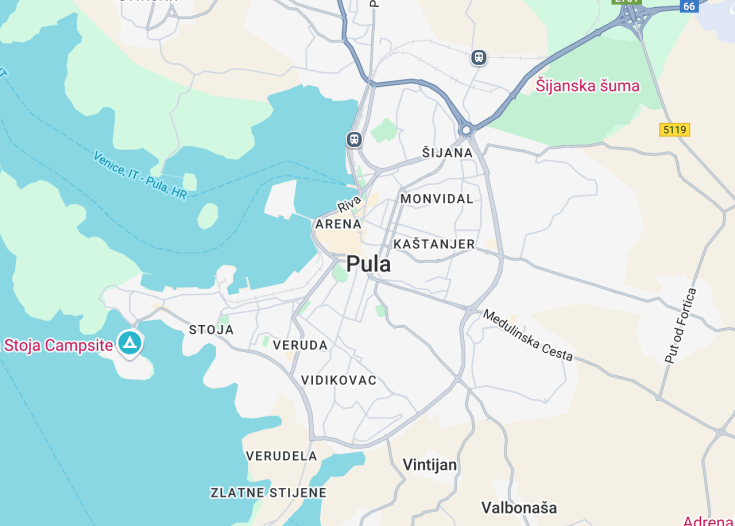 Map of Pula, Croatia