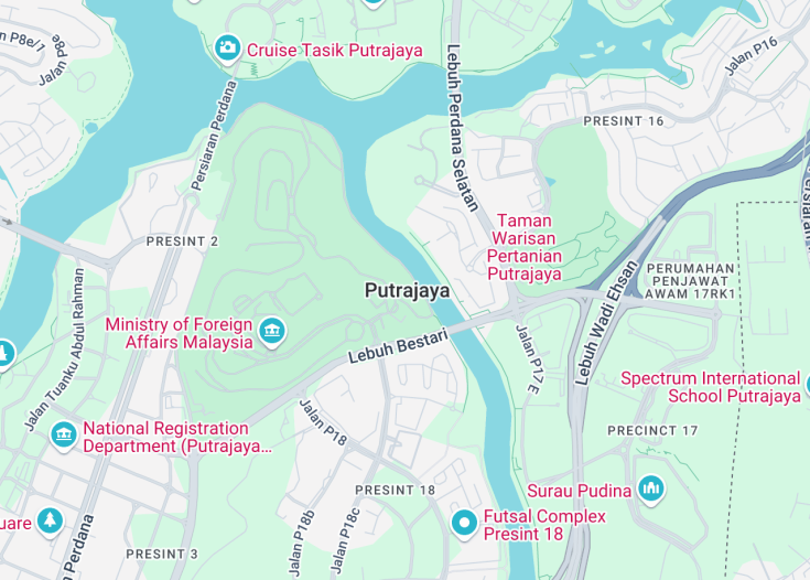 Map of Putrajaya, Malaysia