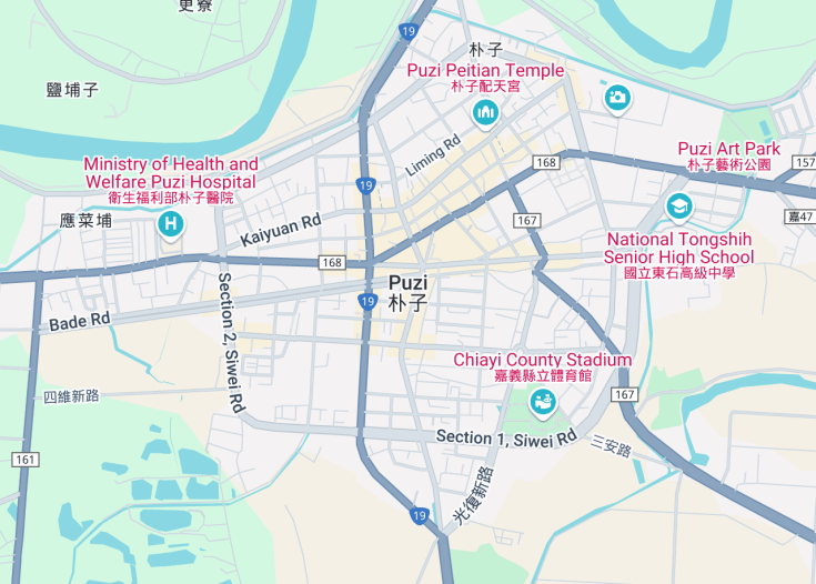 Map of Puzi, Taiwan