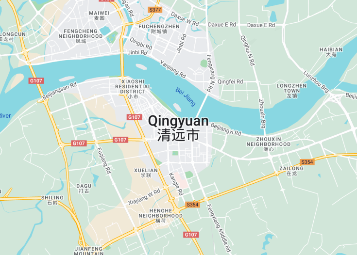 Map of Qingyuan, China