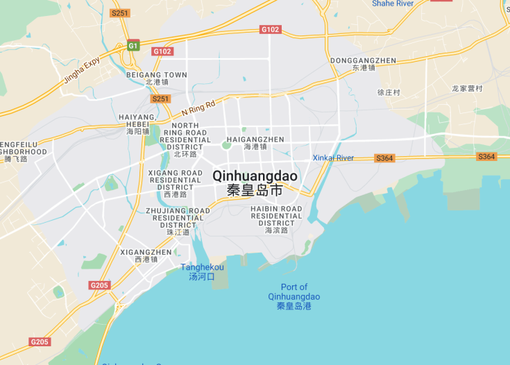 Map of Qinhuangdao, China