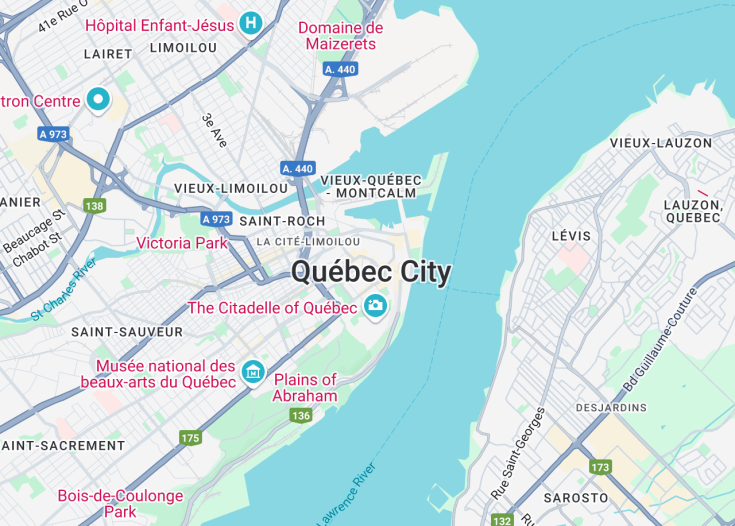 Map of Québec City, Canada