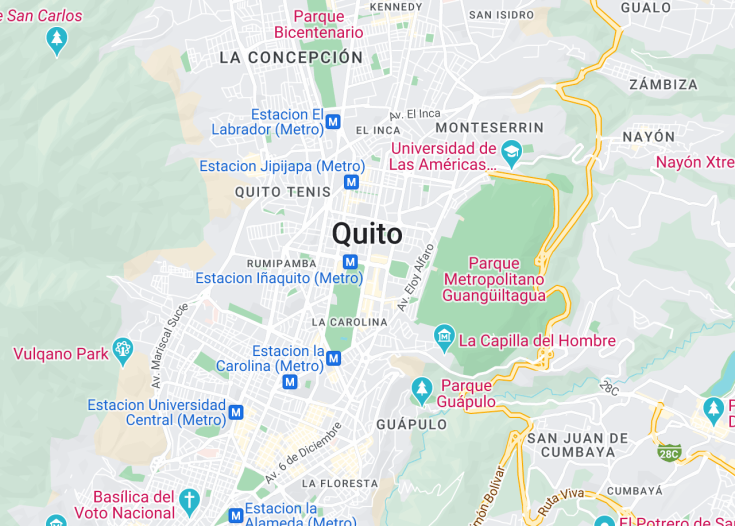 Map of Quito, Ecuador