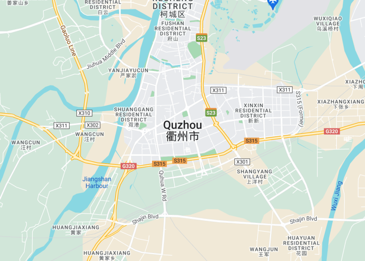 Map of Quzhou, China