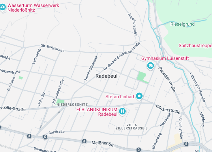 Map of Radebeul, Germany