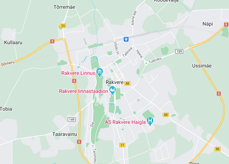 Map of Rakvere, Estonia