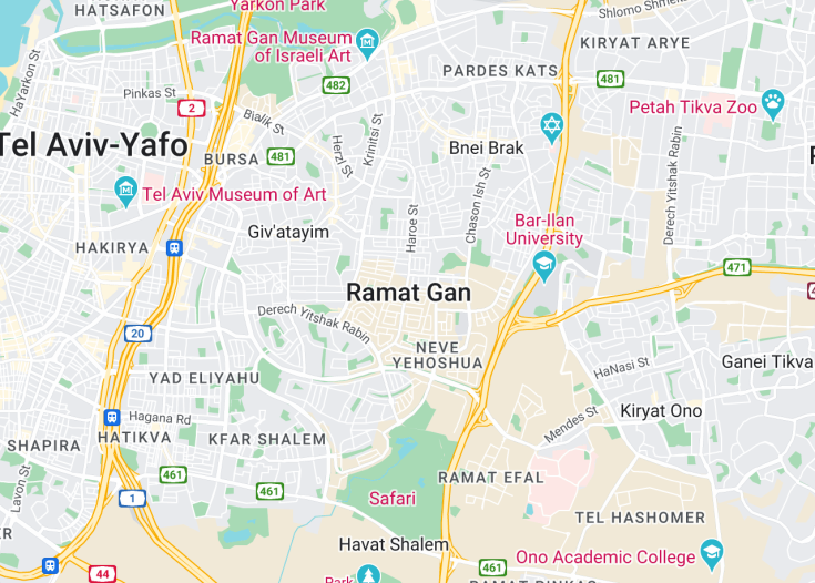 Map of Ramat Gan, Israel