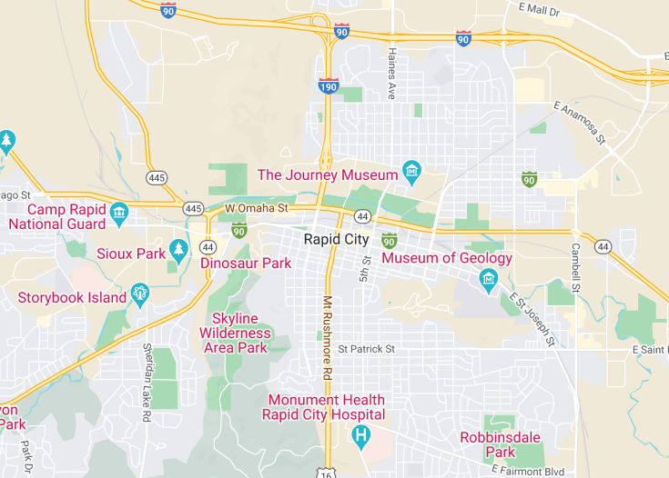 Map of Rapid City, South Dakota (USA)