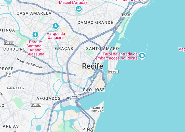 Map of Recife, Brazil